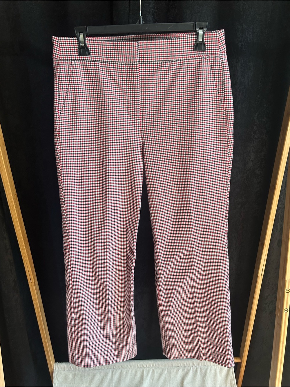 Women's Red & White Check Stretch Dress Pants 8T